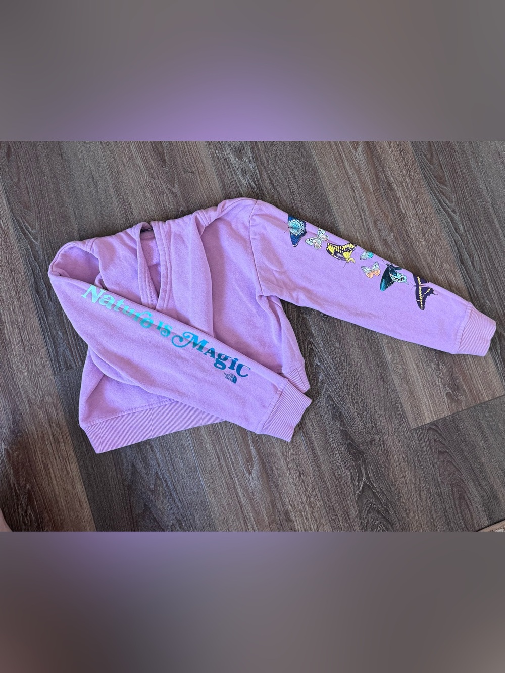 THE NORTH FACE Girls' Lavender Hoodie with Butterfly Sleeve Graphics